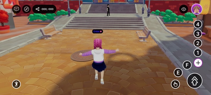 The default mobile HUD: virtual joystick on the left, gamepad buttons on the right