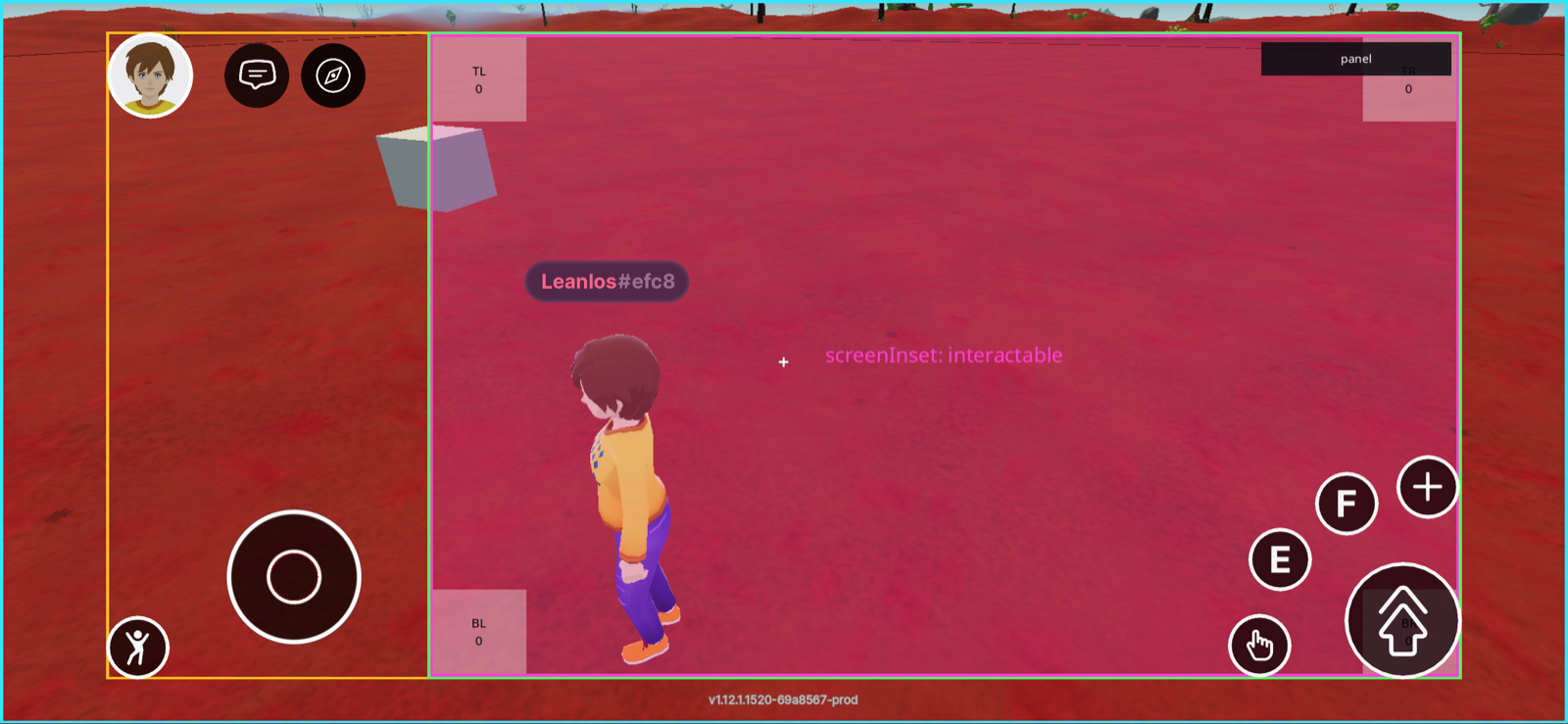 Scene UI inset to the area the client reports as free of its own HUD